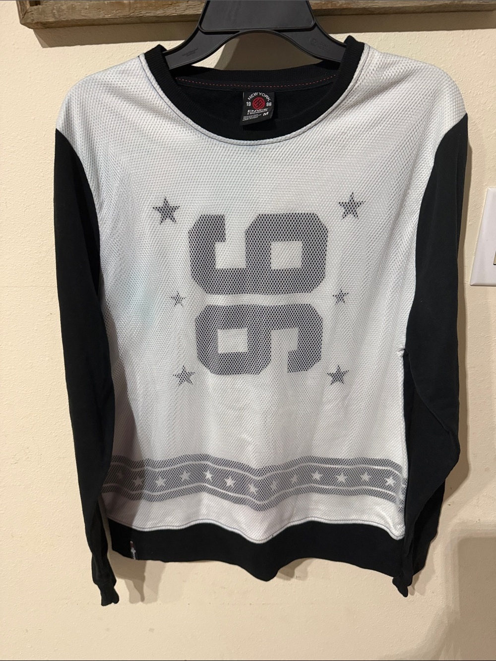 Enyce Men’s Y2K 96 Mesh Jersey Sweatshirt Black White Hip Hop Streetwear